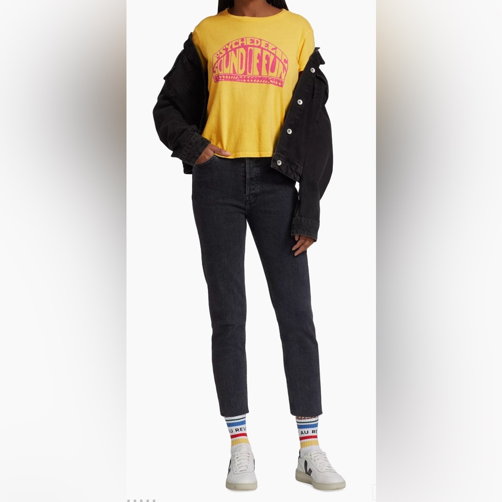 Re/done 90s High Rise Ankle Crop Jeans in Stoned Noir Size 31